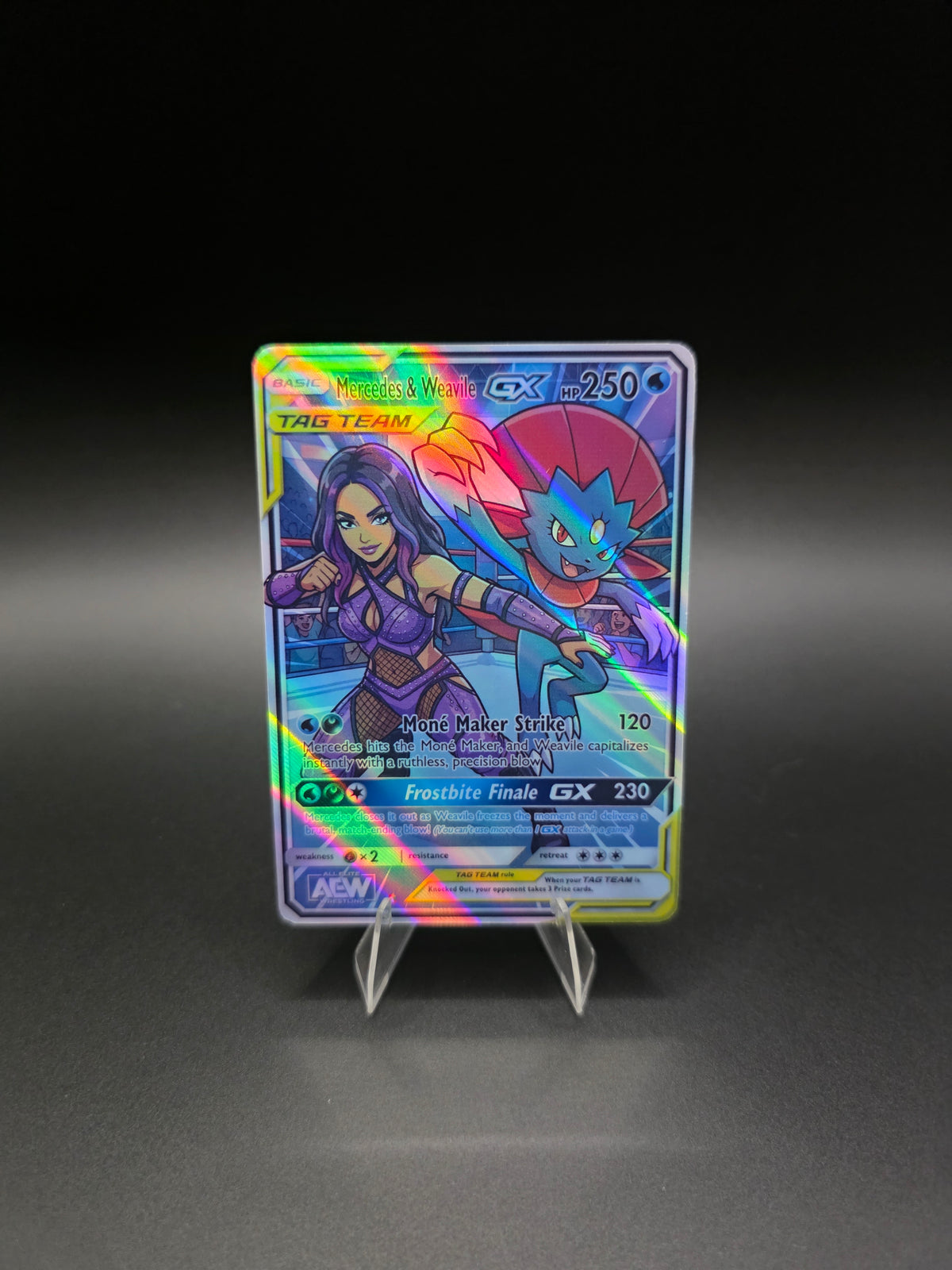 Mercedes Moné & Weavile GX 2026 Pokémon AEW Holo [Custom ACEO Art Card]