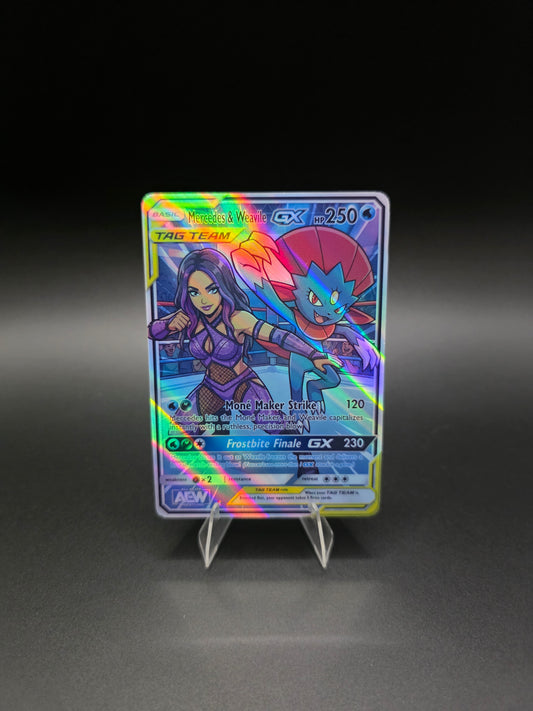 Mercedes Moné & Weavile GX 2026 Pokémon AEW Holo [Custom ACEO Art Card]