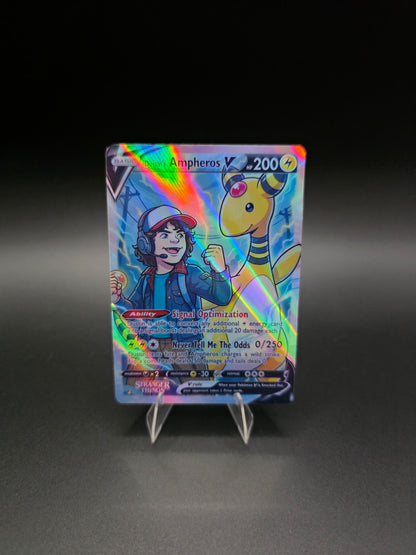 Dustin's Ampheros V 2026 Pokémon Stranger Things Holo [Custom ACEO Art Card]