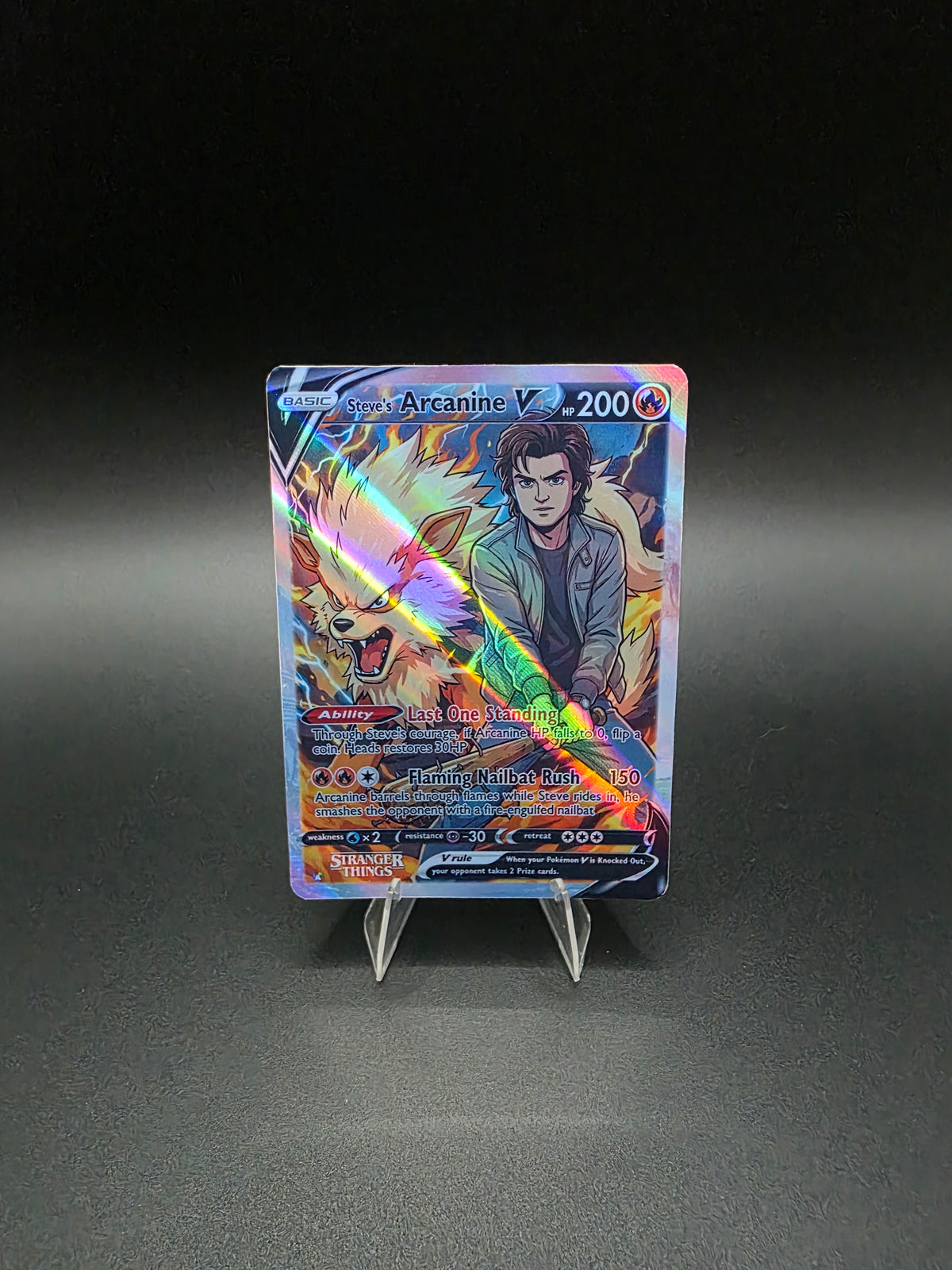 Steve's Arcanine V 2026 Pokémon Stranger Things Holo [Custom ACEO Art Card]