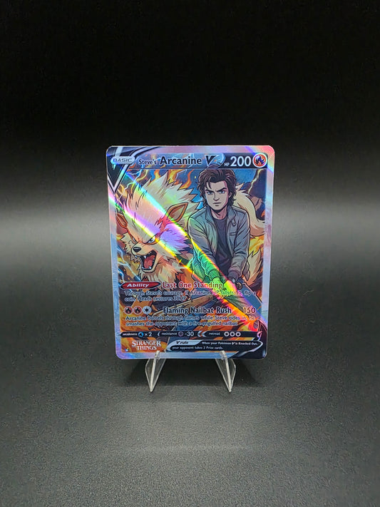 Steve's Arcanine V 2026 Pokémon Stranger Things Holo [Custom ACEO Art Card]