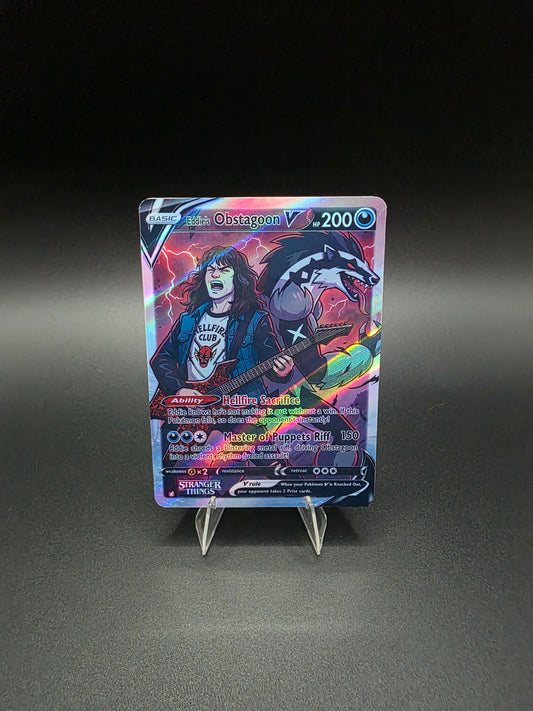 Eddie's Obstagoon V 2026 Pokémon Stranger Things Holo [Custom ACEO Art Card]