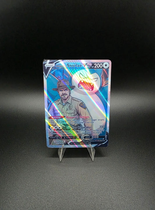 Hopper's Snorlax V 2025 Pokémon Stranger Things Holo [Custom ACEO Art Card]